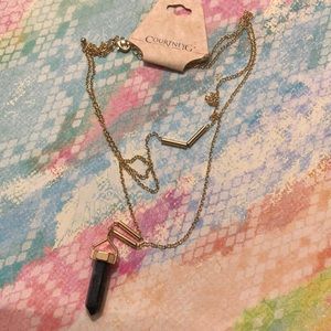 NWT Gold Tone & Blue Chakra 2 Layers Necklace !